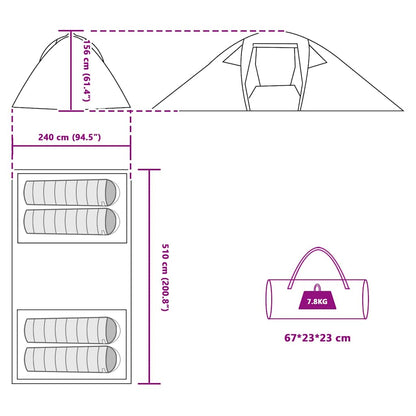 Tunnel tent with Roof Green 510 x 240 x 156 cm Taffeta