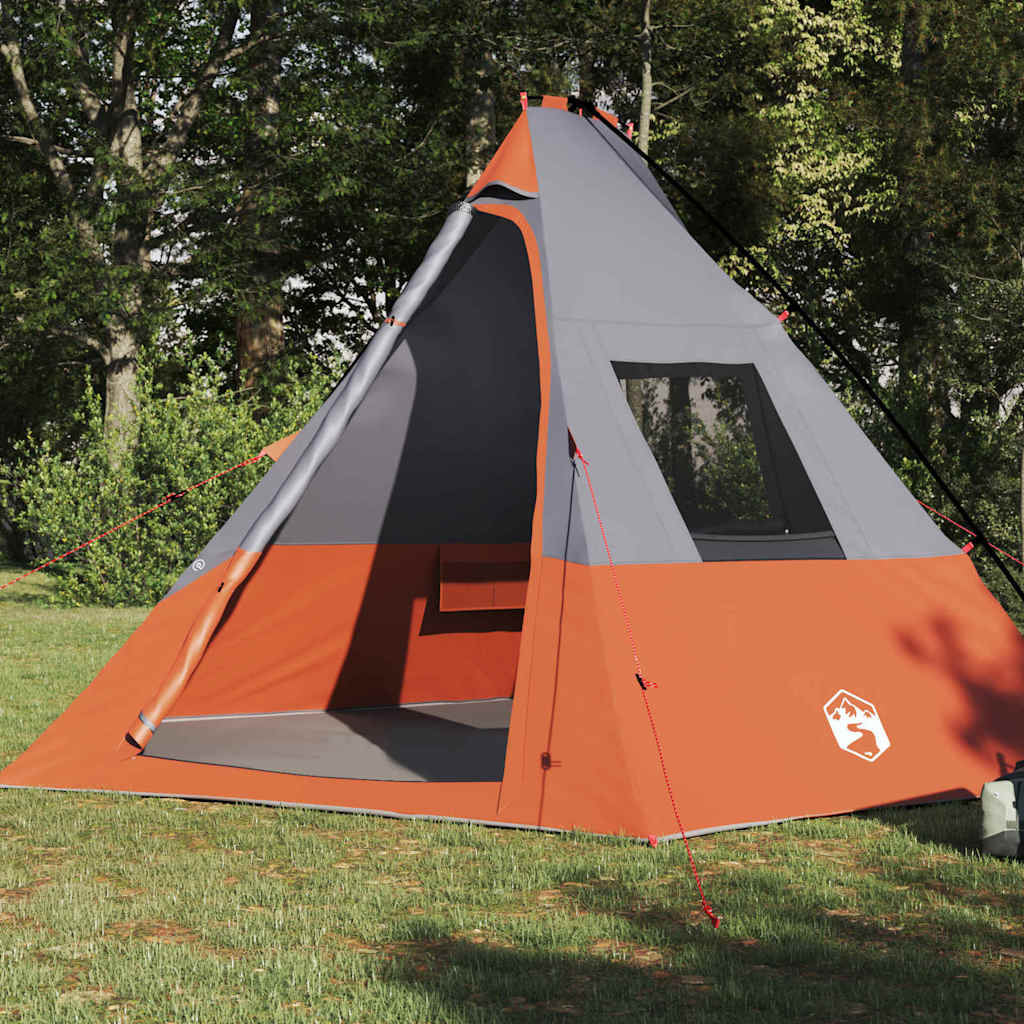Tipi Tent with Roof Grey and Orange 383 x 338 x 217 cm Taffeta