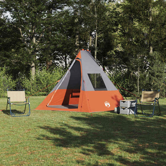Tipi Tent with Roof Grey and Orange 383 x 338 x 217 cm Taffeta