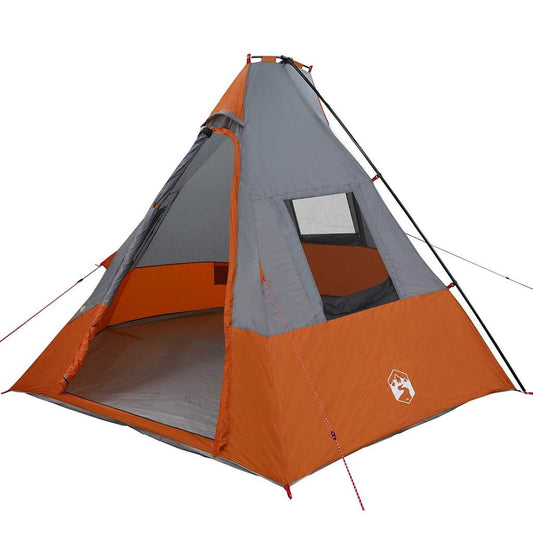 Tipi Tent with Roof Grey and Orange 383 x 338 x 217 cm Taffeta