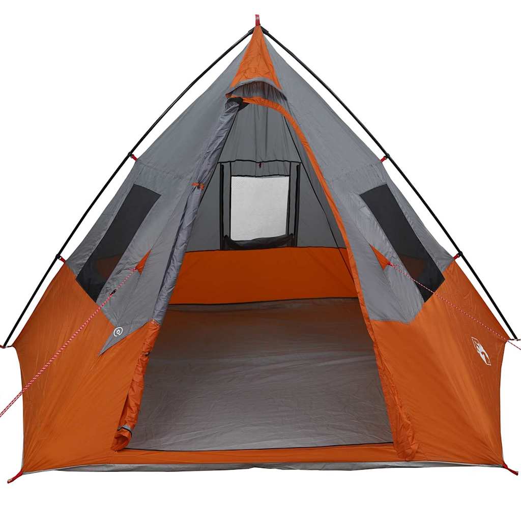 Tipi Tent with Roof Grey and Orange 383 x 338 x 217 cm Taffeta