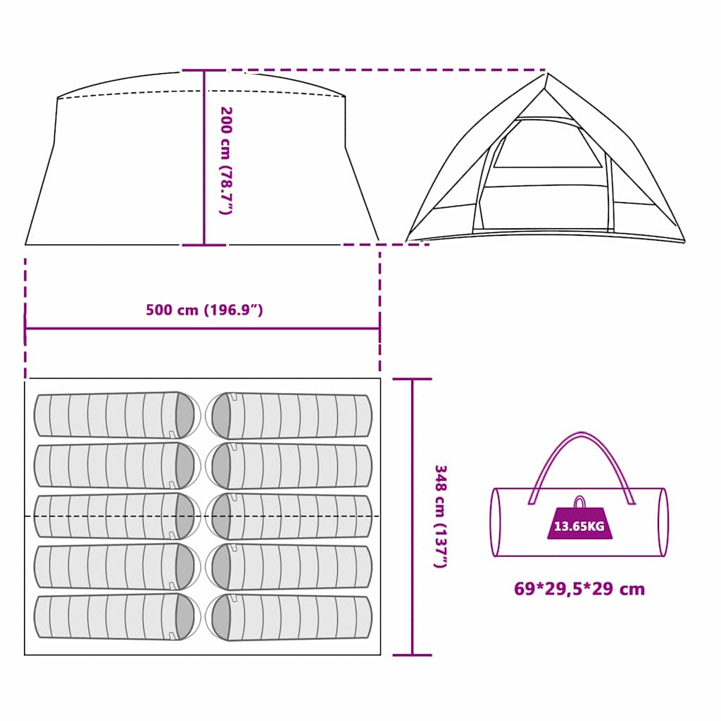 Tunnel tent Grey and Orange 500 x 348 x 200 cm Taffeta