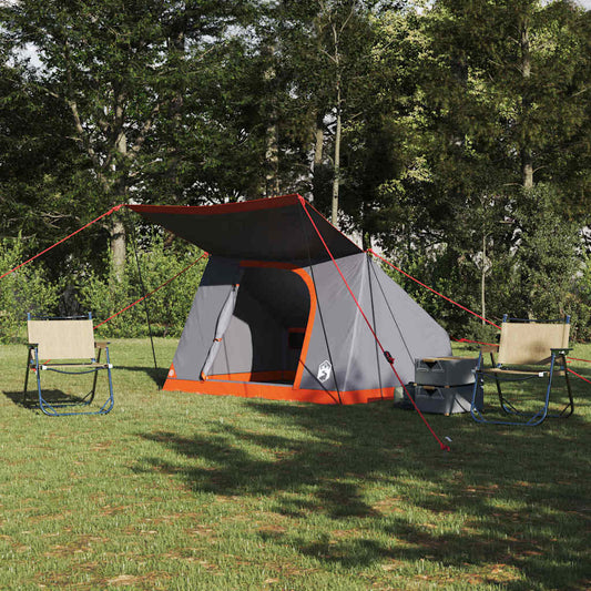 Camping Tent Grey and Orange 223 x 163 x 130 cm Taffeta