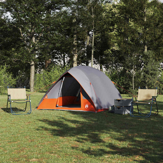 Camping Tent Grey and Orange 275 x 230 x 140 cm Taffeta
