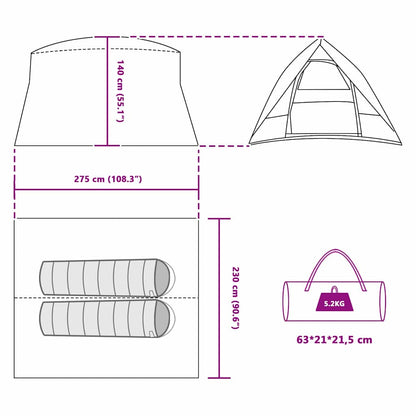 Camping Tent Grey and Orange 275 x 230 x 140 cm Taffeta