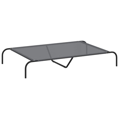Elevated Dog Bed Grey 130x80x20 cm Textilene and Steel
