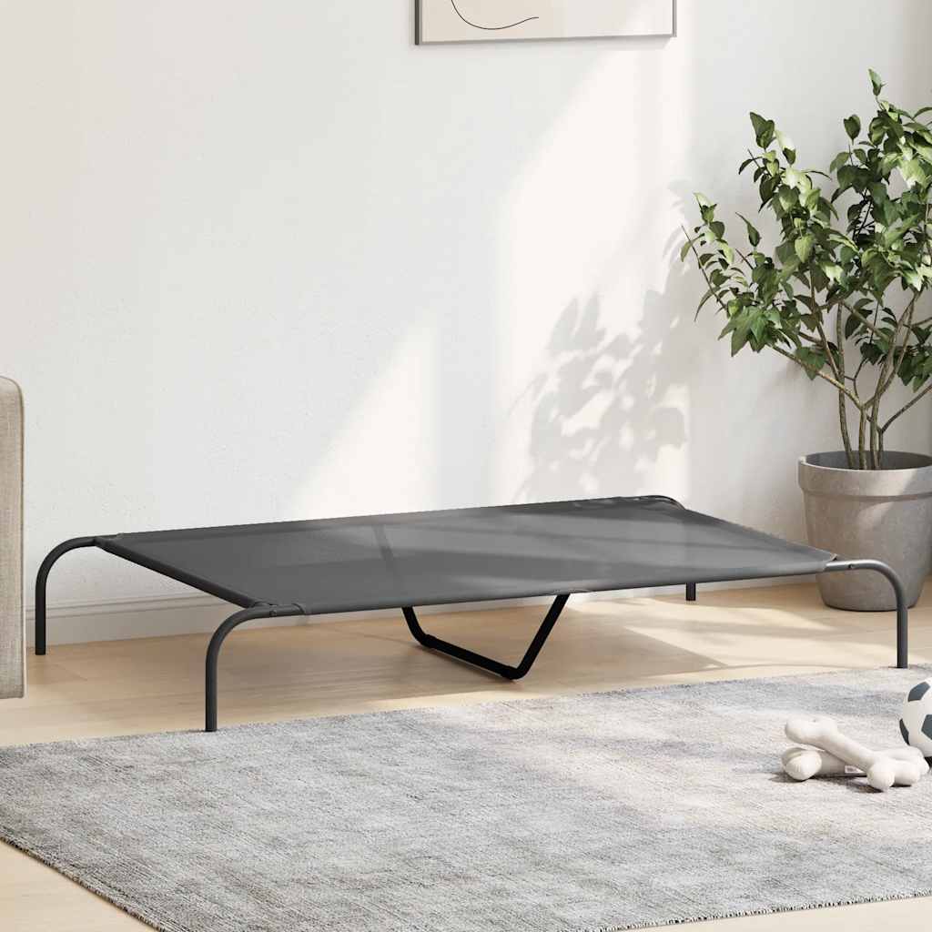 Elevated Dog Bed Grey 130x80x20 cm Textilene and Steel