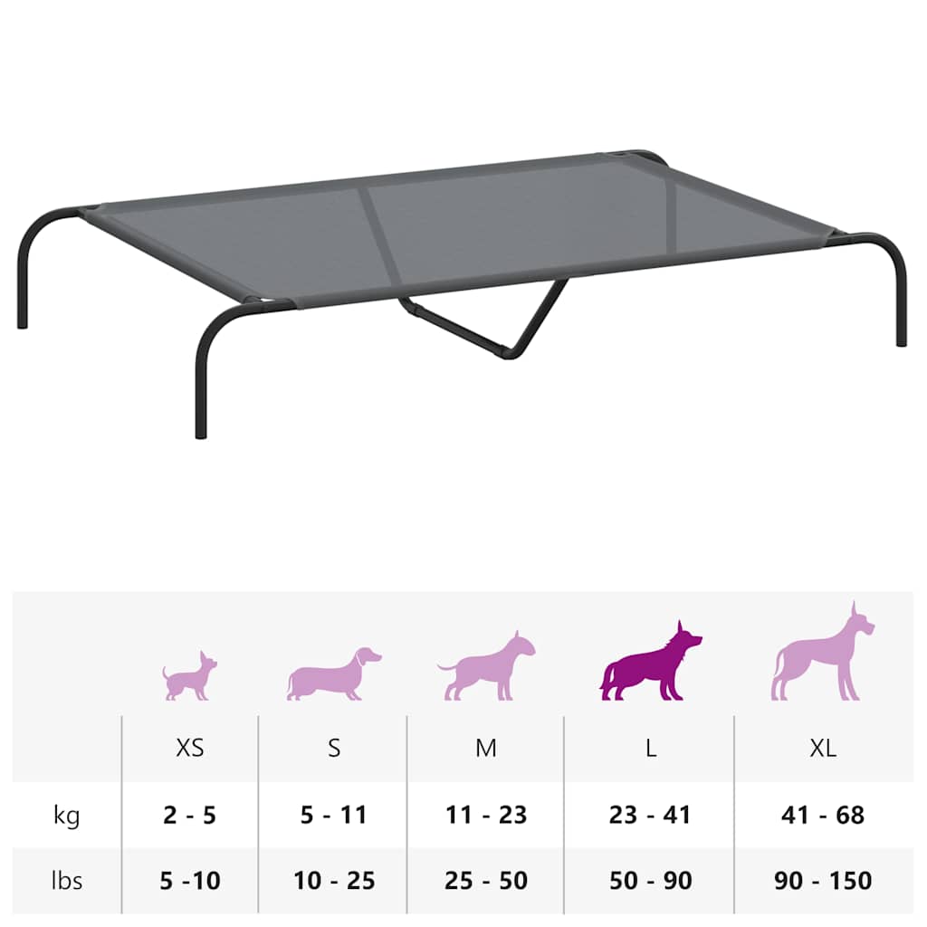 Elevated Dog Bed Grey 130x80x20 cm Textilene and Steel