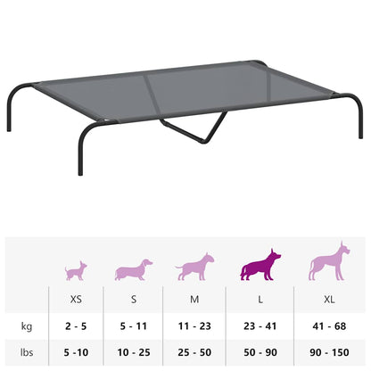 Elevated Dog Bed Grey 130x80x20 cm Textilene and Steel