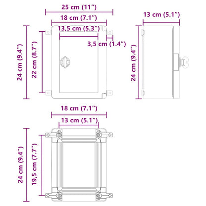 Control Cabinet Grey 25 x 13 x 24 cm ABS Plastic