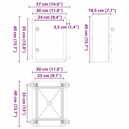 Control Cabinet Grey 37 x 19.5 x 40 cm ABS Plastic