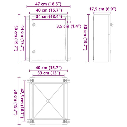Control Cabinet Grey 47 x 17.5 x 50 cm ABS Plastic