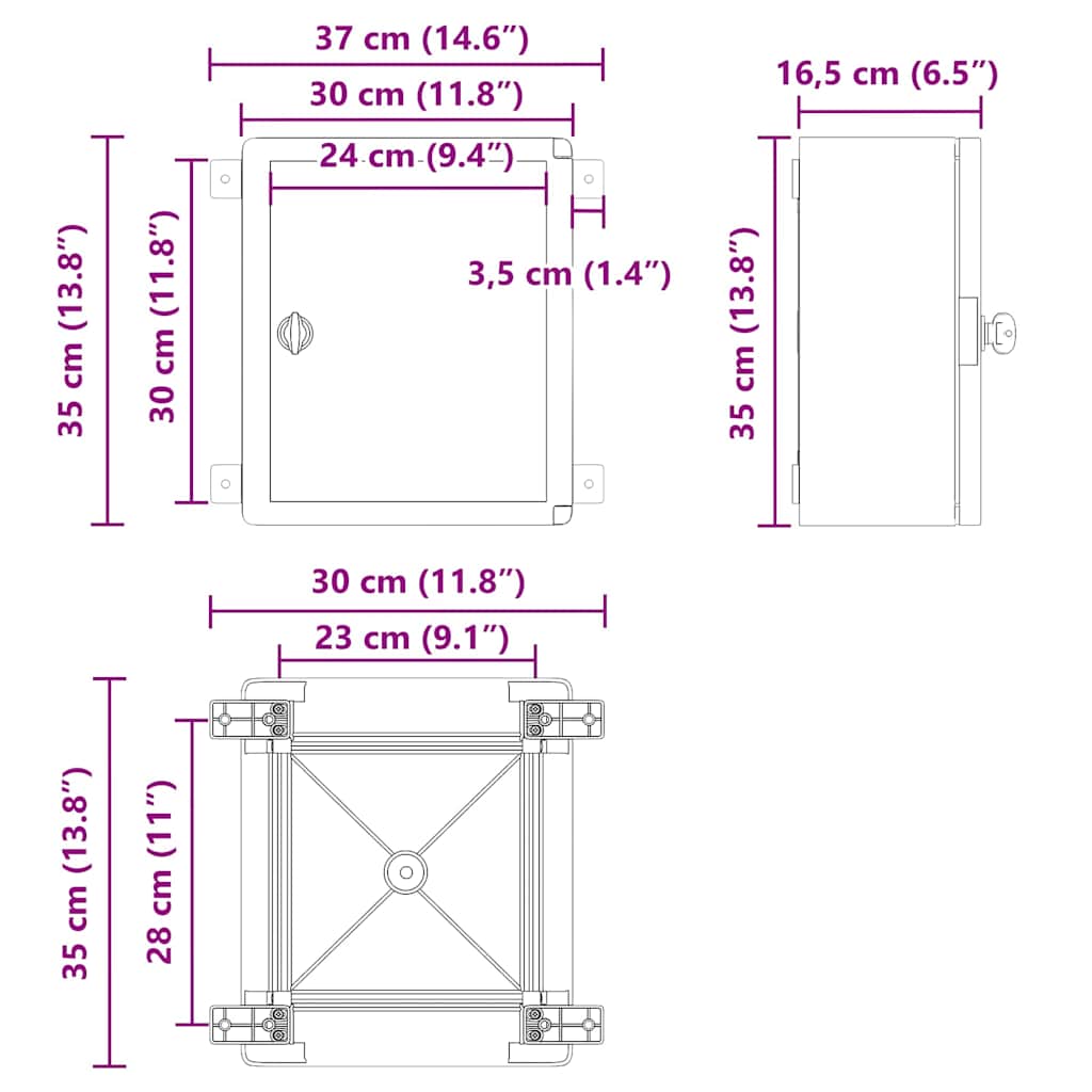 Control Cabinet Grey 37 x 16.5 x 35 cm ABS Plastic