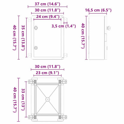 Control Cabinet Grey 37 x 16.5 x 40 cm ABS Plastic