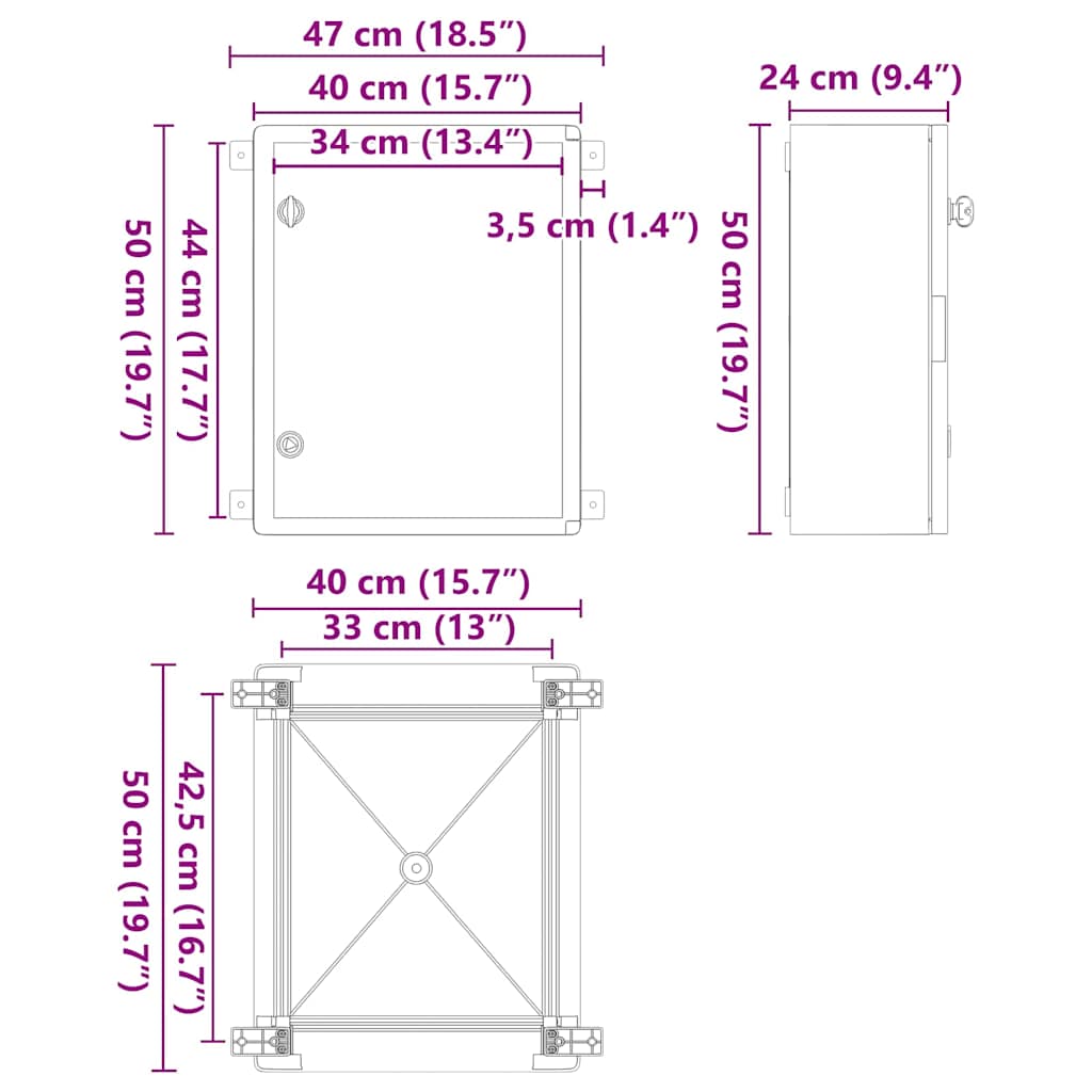 Control Cabinet Grey 47 x 24 x 50 cm ABS Plastic