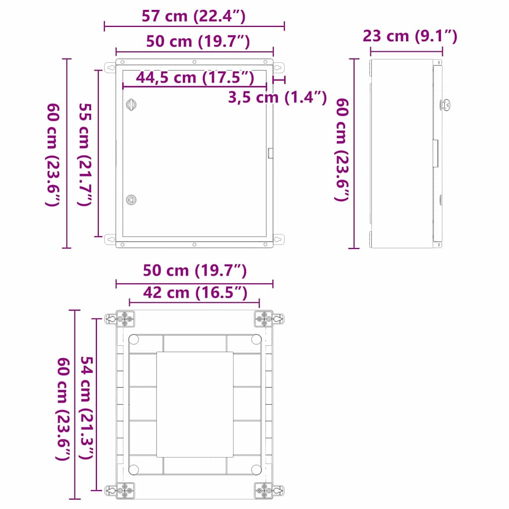 Control Cabinet Grey 57 x 23 x 60 cm ABS Plastic