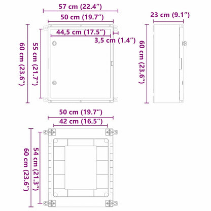 Control Cabinet Grey 57 x 23 x 60 cm ABS Plastic