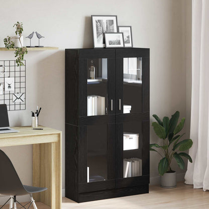 Book Cabinet Black Oak 82.5 x 30.5 x 150 cm Engineered Wood