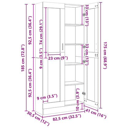 Book Cabinet Black oak 82.5 x 30.5 x 185 cm Engineered Wood
