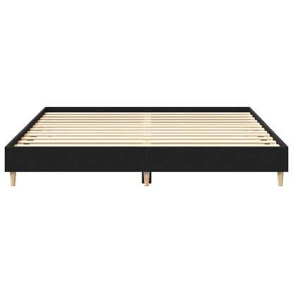 Bed Frame Black Oak 203 x 203 x 25 cm Engineered Wood