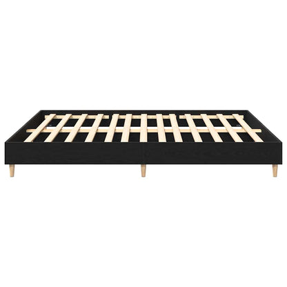 Bed Frame Black Oak 203 x 203 x 25 cm Engineered Wood