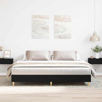 Bed Frame Black Oak 203 x 183 x 25 cm Engineered Wood