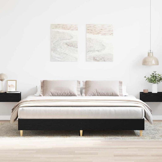 Bed Frame Black Oak 203 x 183 x 25 cm Engineered Wood
