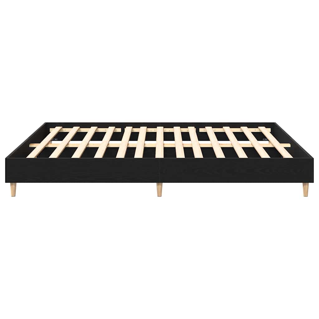 Bed Frame Black Oak 203 x 183 x 25 cm Engineered Wood