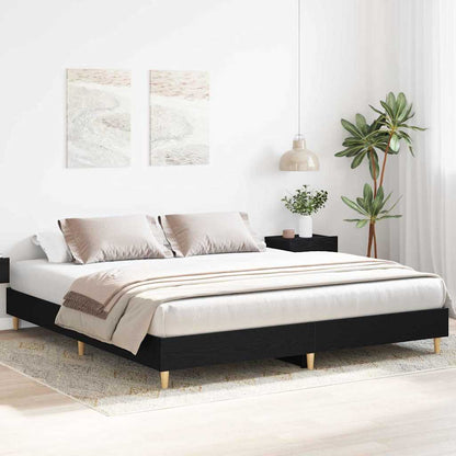 Bed Frame Black Oak 203 x 163 x 25 cm Engineered Wood