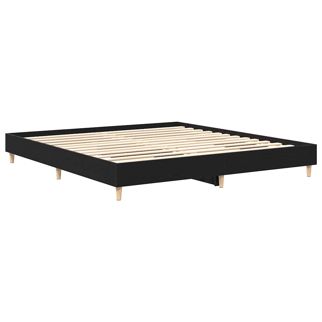 Bed Frame Black Oak 203 x 163 x 25 cm Engineered Wood