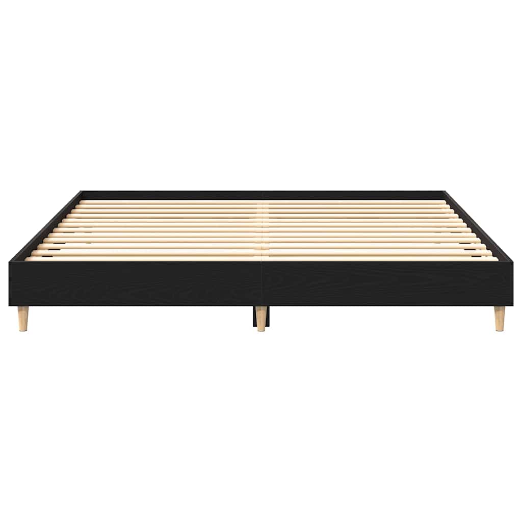 Bed Frame Black Oak 203 x 163 x 25 cm Engineered Wood