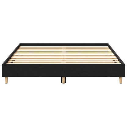 Bed Frame Black Oak 203 x 153 x 25 cm Engineered Wood