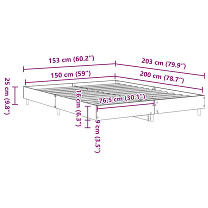 Bed Frame Black Oak 203 x 153 x 25 cm Engineered Wood