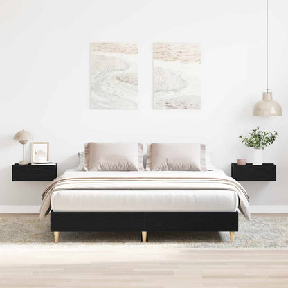 Bed Frame Black Oak 203 x 143 x 25 cm Engineered Wood