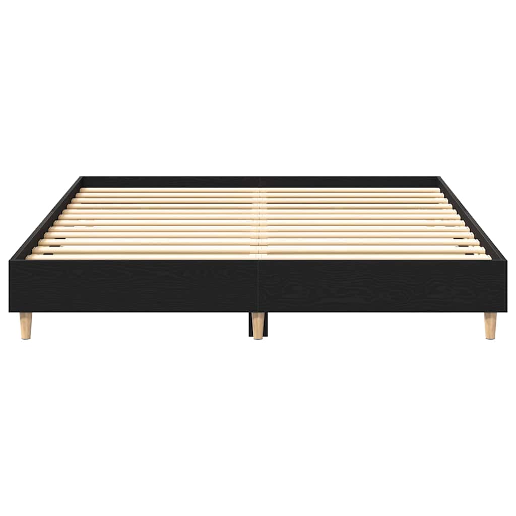 Bed Frame Black Oak 203 x 143 x 25 cm Engineered Wood