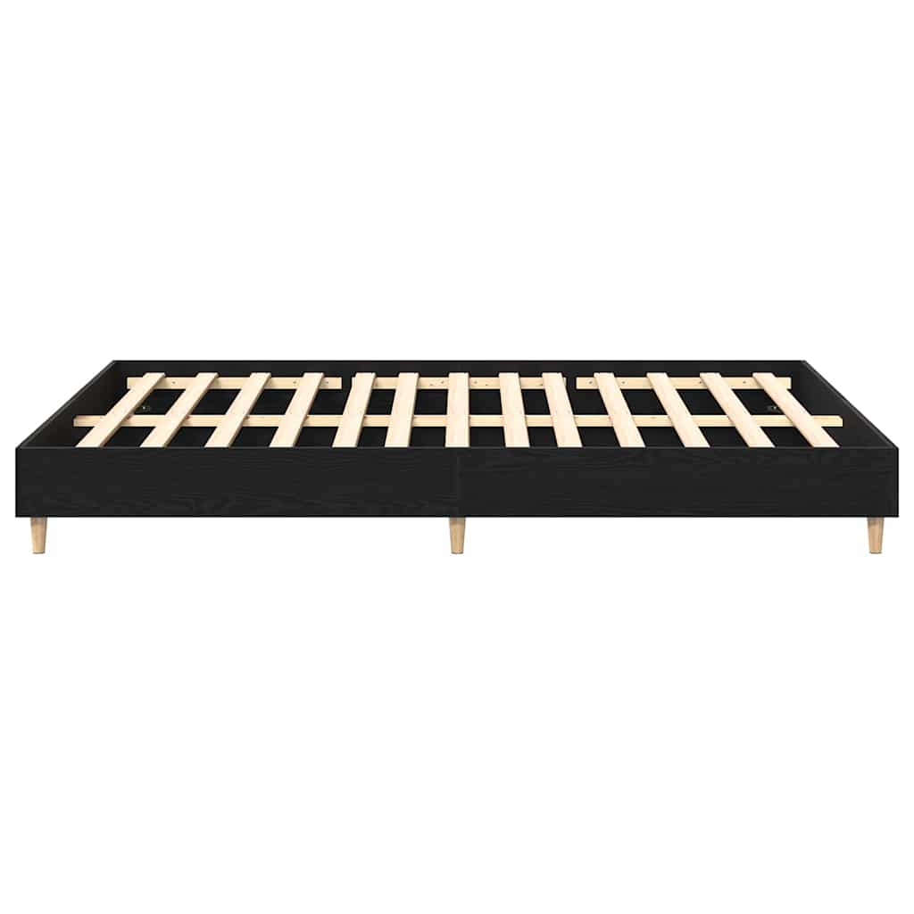 Bed Frame Black Oak 203 x 143 x 25 cm Engineered Wood