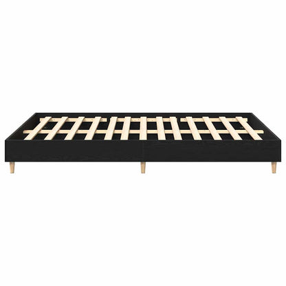 Bed Frame Black Oak 203 x 143 x 25 cm Engineered Wood