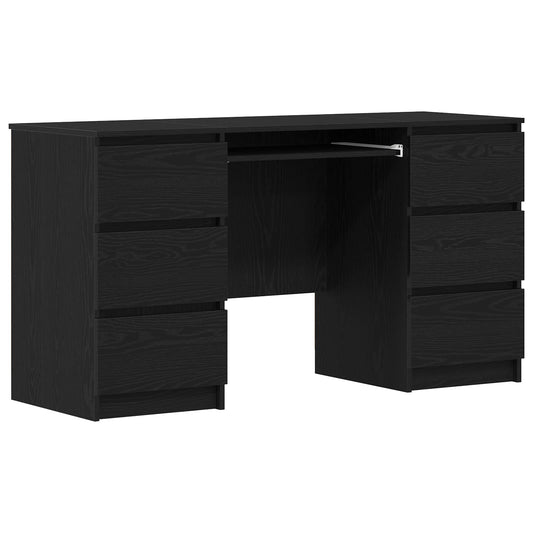 Desk with Drawer Black Oak 140 x 50 x 76 cm Engineered Wood