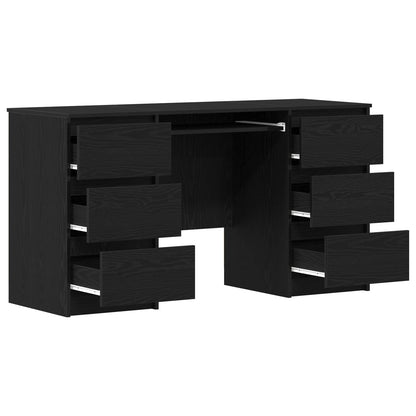 Desk with Drawer Black Oak 140 x 50 x 76 cm Engineered Wood