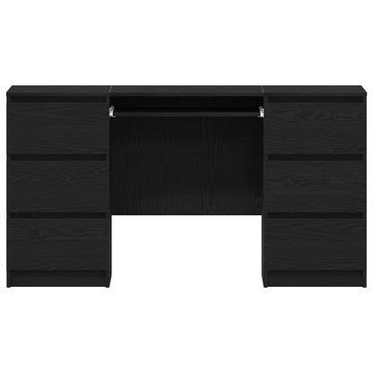 Desk with Drawer Black Oak 140 x 50 x 76 cm Engineered Wood