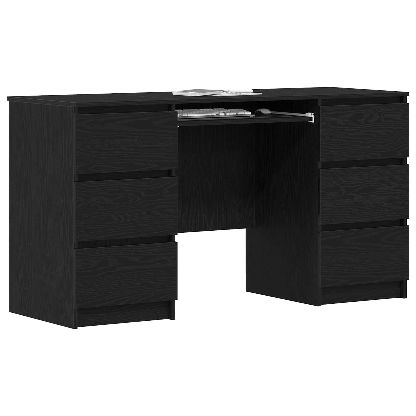 Desk with Drawer Black Oak 140 x 50 x 76 cm Engineered Wood