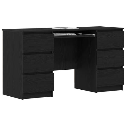 Desk with Drawer Black Oak 140 x 50 x 76 cm Engineered Wood