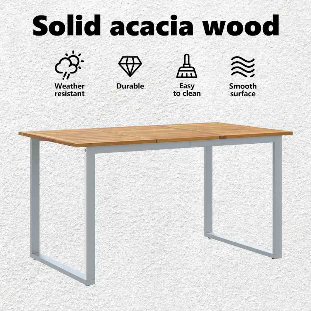 Garden Table Grey 140 x 80 x 75 cm Solid Acacia Wood