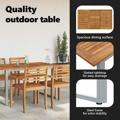 Garden Table Grey 140 x 80 x 75 cm Solid Acacia Wood