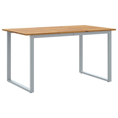 Garden Table Grey 140 x 80 x 75 cm Solid Acacia Wood