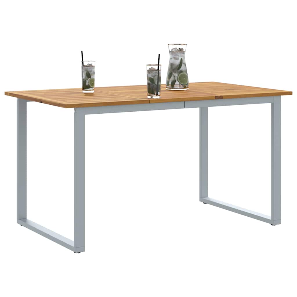 Garden Table Grey 140 x 80 x 75 cm Solid Acacia Wood