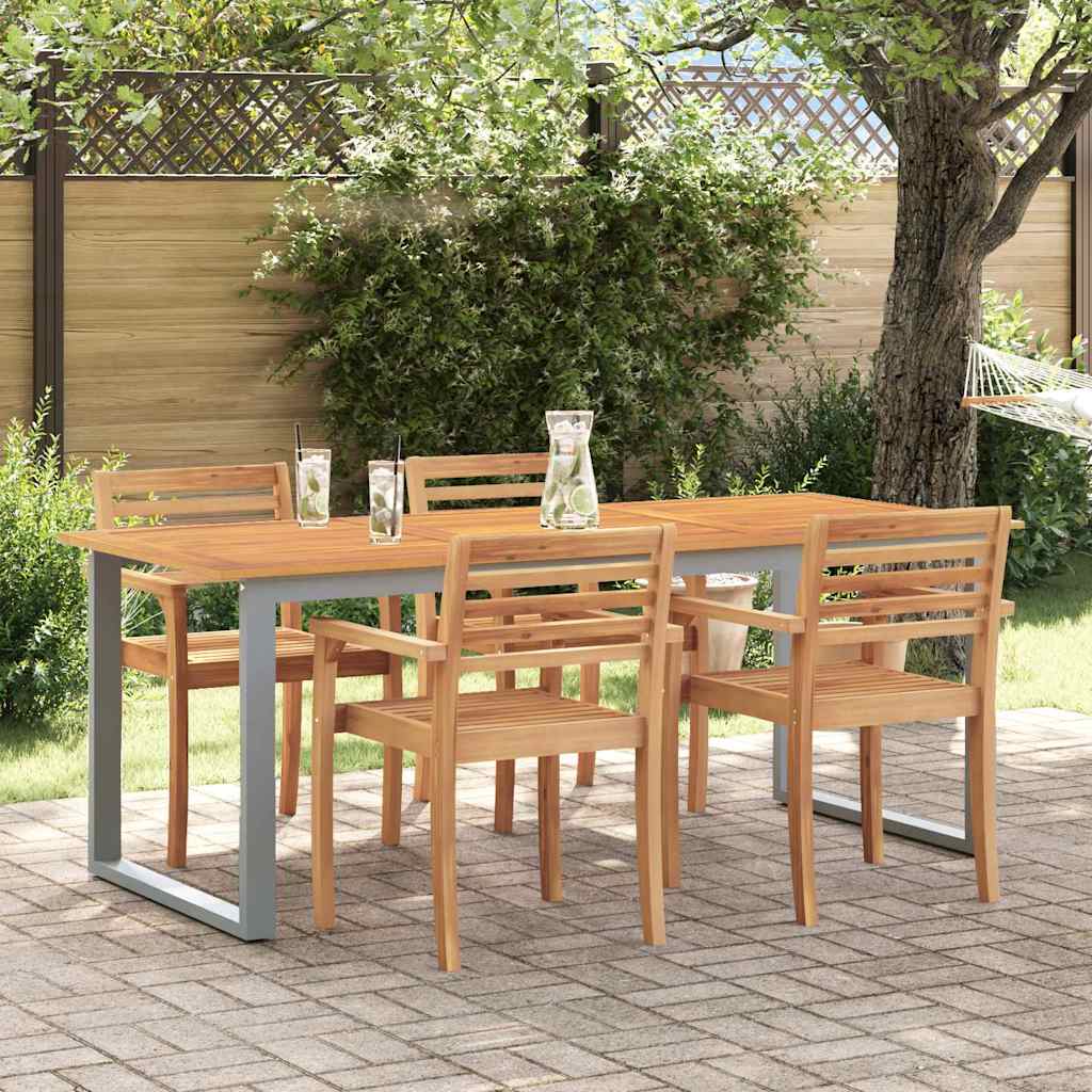 Garden Table Grey 160 x 80 x 75 cm Solid Acacia Wood
