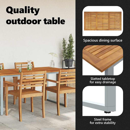 Garden Table Grey 160 x 80 x 75 cm Solid Acacia Wood