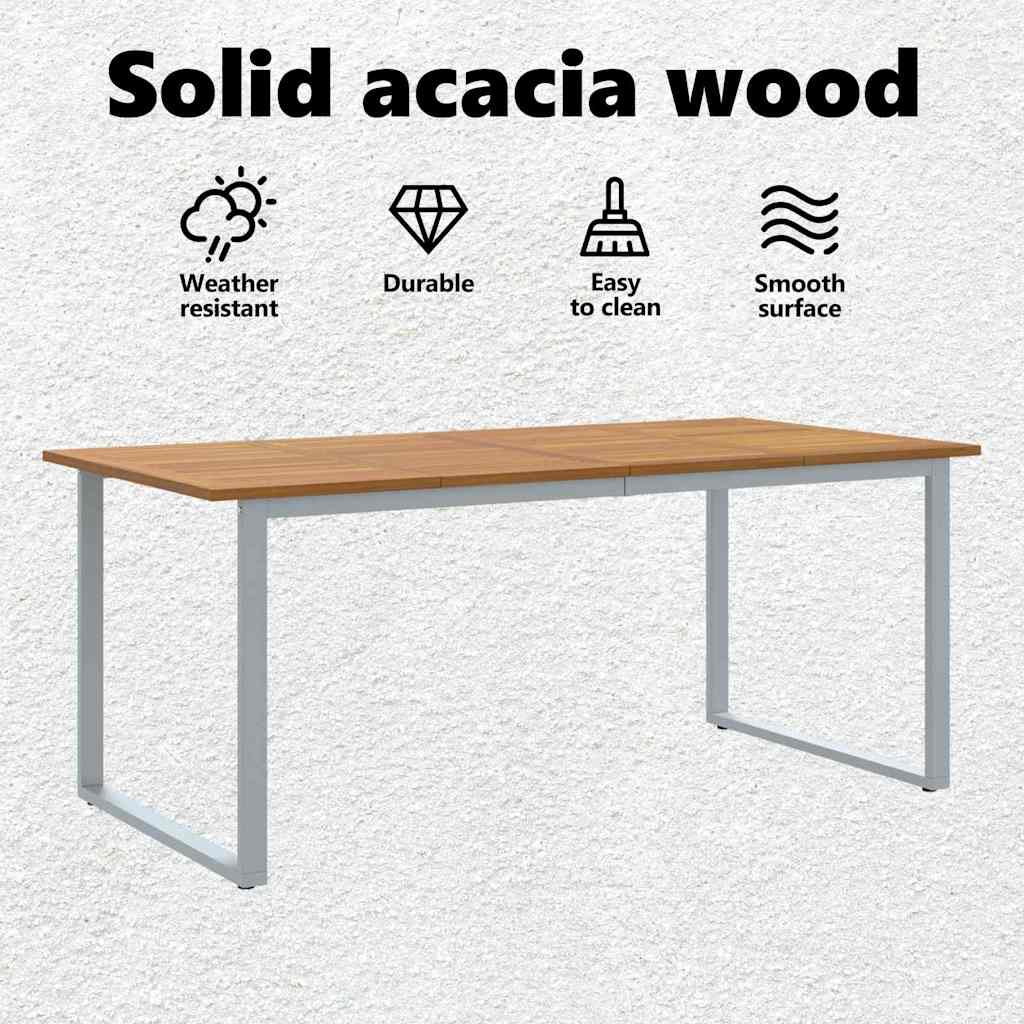 Garden Table Grey 180 x 90 x 75 cm Solid Acacia Wood