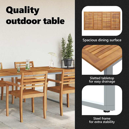 Garden Table Grey 180 x 90 x 75 cm Solid Acacia Wood